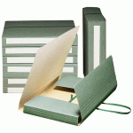 LOT DE 20 - POCHETTE ARCHIVES CARTON À ÉLASTIQUE EXTENDOS DOS 7 CM VERTE
