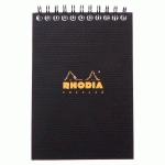 NOTEPAD RHODIACTIVE 90G RELIURE INTÉGRALE A6 10,5X14,8 CM 160 PAGES PETITS CARREAUX 5X5 MICROPERFORÉ - NOIR - LOT DE 10