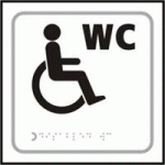 PANNEAU WC EN RELIEF ET BRAILLE PICTO PMR - BLANC
