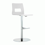 TABOURET RÉGLABLE CELSIO COQUE BOIS MULTIPLIS FINITION LAQUÉE BLANC - PIED DISQUE