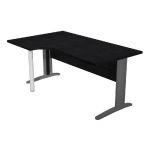 BUREAU COMPACT PRONTO MÉTAL - RETOUR À GAUCHE L.160 X P.100 CM - PLATEAU NOIR - PIEDS L ANTHRACITE