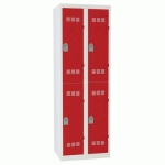 VESTIAIRE 2 COLONNES 300MM 2 CASES CLÉS ROUGE - VINCO