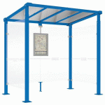 ABRI BUS MILAN 2.50 M - 2 BARDAGES LATÉRAUX - BLEU 5010 - PROCITY