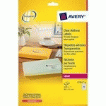 ETIQUETTES ADRESSES LASER 38,1 X 21,2 MM AVERY L7551-25 TRANSPARENTES - POCHETTE DE 1625