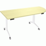 TABLE ABATTANTE AVEL 200X80 ANGLE À DROITE HÊTRE/PIED BLANC - SIMMOB