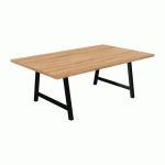 TABLE DE RÉUNION SYNERGY L 200 X P 120 X H 74 CM PIED MÉTAL NOIR PLATEAU CHÊNE NATUREL