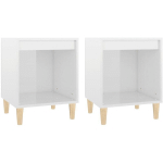 TABLES DE CHEVET 2 PCS BLANC BRILLANT 40X35X50 CM