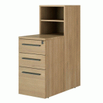 BLOC DE RANGEMENT 3 TIROIRS WELL CHÊNE AMBRÉ