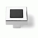 BOUTON DE MEUBLE CARRÉ ARIMINI -LONG 34MM -LARG 34MM -H 21MM -PAR 4 -CHROMÉ BRILLANT NOIR HETTICH