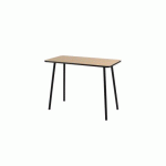 BUREAU TÉLÉTRAVAIL HOPM H.75 X L.100 X P.50 CM PLATEAU HÊTRE PIÈTEMENT MÉTAL NOIR