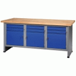 ÉTABLI 6 TIROIRS 3 PORTES MDL:3 BLOCS LARGEUR: 184 CM