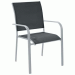 FAUTEUIL ELEGANCE TPEP/ALU - GRAPHITE/BLANC - PROLOISIRS
