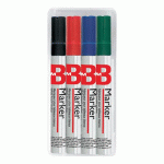 MARQUEUR EFFAÇABLE BRUNEAU CORPS PLASTIQUE POINTE OGIVE 2 MM - POCHETTE DE 4 COULEURS ASSORTIES
