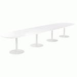 TABLE CONFÉRENCE ELGA PIED COROLLE 480X113 CM PLATEAU MÉLAMINÉ BLANC/BLANC - MANUTAN COLLECTIVITÉS