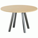TABLE RÉUNION EVAN Ø 120 CM PIED NOIR PLATEAU STRAT HÊTRE - MBA