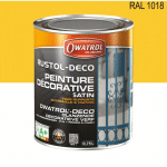 OWATROL - PEINTURE DÉCORATIVE ANTIROUILLE RUSTOL DECO RAL 1018 JAUNE ZINC SATIN 0,75L