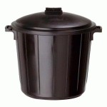 POUBELLE 75 LITRES ROSSIGNOL RONDE EXTÉRIEUR PVC NOIRE