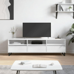 MEUBLE TV BLANC BRILLANT 150X30X44,5 CM BOIS D'INGÉNIERIE