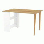 BUREAU ARNO PIED MIXTE 120X80 CM CHÊNE/BLANC/HÊTRE