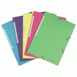 LOT DE 10 - CHEMISE À ÉLASTIQUE 3 RABATS CARTE BRUNEAU 24 X 32 CM DOS 2 CM COULEURS TENDANCE ASSORTIES