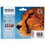 EPSON CARTOUCHE D'ENCRE GUÉPARD T0715 (C13T07154010) - DURABRITE ULTRA - MULTIPACK - COULEUR: NOIR, CYAN, MAGENTA, JAUNE (LOT DE 4 CARTOUCHES)