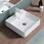 SOGOOD - LAVABO À POSER BLANC VASQUE SUSPENDU EN CÉRAMIQUE LAVE MAINS CARRÉE DE QUALITÉ POUR SALLE DE BAIN 42X42X12CM MEISSEN201-420 - BLANC