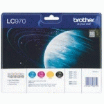 PACK 4 CARTOUCHES ENCRE BROTHER LC970 NOIR, CYAN, MAGENTA JAUNE
