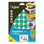 PASTILLE ADHÉSIVE Ø 24 MM AGIPA 114321 VERTE - BOÎTE DE 400