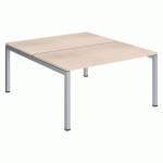 PÔLE 2 BUREAUX DROITS ARKO L 140 X P 168 CM PLATEAUX CHÊNE CLAIR PIÈTEMENT MÉTAL ALUMINIUM