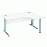 BUREAU COMPACT EXCELLENS L 160 CM BLANC RETOUR À DROITE PIÉTEMENT 