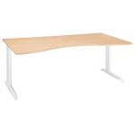 BUREAU DIRECTION ACTUAL - L. 180 X P. 90 CM - PLATEAU HÊTRE - PIEDS L BLANC