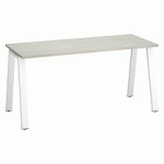 BUREAU DROIT INDIVIDUEL CHÊNE GRIS 160 X 60 CM, PIÉTEMENT MÉTAL BLANC - ARCH