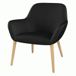 FAUTEUIL CITY DOSSIER BAS PIED BOIS TISSU NOIR - QUADRIFOGLIO