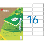 AGIPA 102647 ETIQUETTES BLANCHES RECYCLÉES MULTI-USAGE 99,1 X 33,9 MM - BOÎTE DE 1600