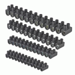 BARRETTE DE CONNEXION NOIRE - 1X2,5MM² / 1X6 MM²/ 1X10MM² /1X16MM² - LOT DE 4 DEBFLEX