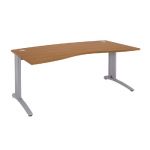 BUREAU  MANAGERCOURBE BIOSPACE 2 - L. 180 X P. 90 CM - PLATEAU 'MERISIER' - PIEDS L'ALUMINIUM' - EMBASES 'BLANCHES'.