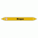 LOT DE 5 - MARQUEUR TUYAUTERIE - BIOGAZ - VINYLE LAMINÉ NFX 08-105 450 X 52 MM