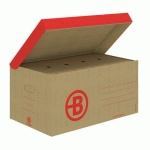 LOT DE 25 - CAISSE ARCHIVES CARTON BRUNEAU - H 27 X L 55 X P 36 CM - HAUTE RÉSISTANCE