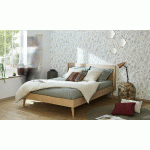 PACK LIT RIDDEL + MATELAS  BOIS NATUREL 140X190 CM
