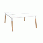 PÔLE DE 2 BUREAUX ECLA BLANC L 160 X P 80 CM PIEDS MÉTAL FINITION BOIS