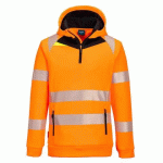 PORTWEST DX482 DX4 HI-VIS 1/4 ZIP HOODIE ORANGE/NOIR - TAILLE M
