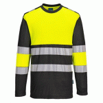 PORTWEST PW312 PW3 T-SHIRT HI-VIS CLASSE 1 L/S JAUNE/NOIR - TAILLE M
