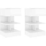 TABLES DE CHEVET 2 PCS BLANC BRILLANT 40X35X65 CM