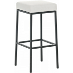 TABOURET DE BAR DESIGN MODERNE EN SYNTHÉTIQUE BLANC PIEDS FORME CARRÉ MÉTAL NOIR MAT BLANC - NOIR