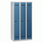 VESTIAIRE 3 COLONNE COLOR MONOBLOC INDUSTRIE PROPRE - A CODE - BLEU