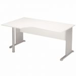 BUREAU COMPACT RETOUR À GAUCHE PRONTO TENDANCE - L. 160 X P. 100 CM - PLATEAU BLANC - PIEDS L ALUMINIUM
