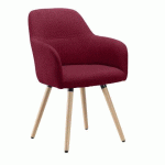 FAUTEUIL BRUNEAU LÉON - TISSU BORDEAUX - PIEDS BOIS