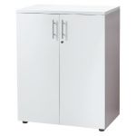 MEUBLE MI-HAUTEUR ACTUAL AVEC PORTES - H.102 X L. 80 X P. 47 CM - CORPS ALUMINIUM - PORTES BLANC