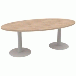 TABLE DE RÉUNION OBLONG 200CM PIED TULIPE ORME/ALUMINIUM - QUADRIFOGLIO