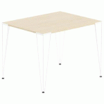 TABLE RÉUNION LORI 100 X 80 CM PLATEAU CHÊNE CLAIR PIED BLANC - MBA